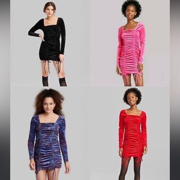 😊 3/$30 Y2K Style Bodycon 2000s Style Size S NWT Wild Fable Pink Velvet Dress - Picture 2 of 13